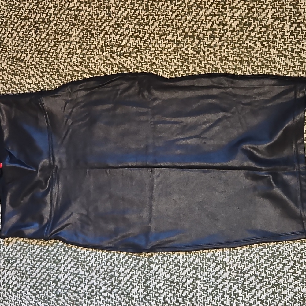 SPANX Black High-Waist Skirt, Faux Leather Look